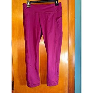 Lululemon Pace Rival Crop Deep Fuschia Athletic Leggings  Size 8 Side Pockets